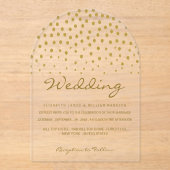 Gold Polka Dot - White & Gold - Wedding アクリル招待状 (正面)