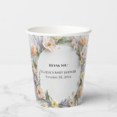 Gold Pressed Wildflower in Bloom Baby Shower 紙コップ (裏面)