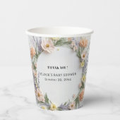 Gold Pressed Wildflower in Bloom Baby Shower 紙コップ (正面)