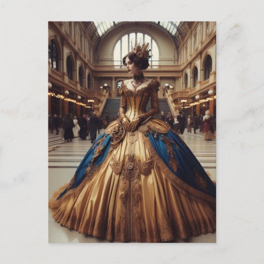 Gold Princess Steampunk Victorian Industrial ポストカード (正面)