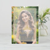 Gold Princess Tiara Exquisite Overlay Vellum XV 招待状 (スタンド正面)