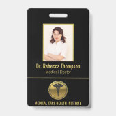 Gold Professional Medical Caduceus Emblem Photo ID バッジ (正面)