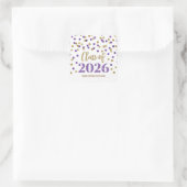 Gold Purple Confetti Graduation 2026 スクエアシール (バッグ)