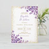 Gold Purple Lavender Spanish Bridal Shower 招待状 (スタンド正面)