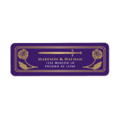 Gold Purple Medieval Fantasy Sword Wedding Label ラベル (正面)