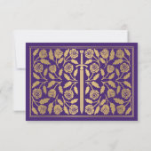 Gold Purple Medieval Sword Wedding RSVP (裏面)