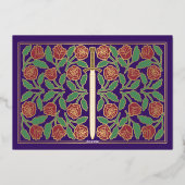 Gold Purple Medieval Sword Wedding RSVP 箔招待状 (裏面)