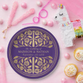 Gold Purple Royal Medieval Sword Wedding  ペーパープレート (パーティー)