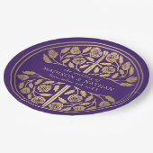 Gold Purple Royal Medieval Sword Wedding  ペーパープレート (アングル)