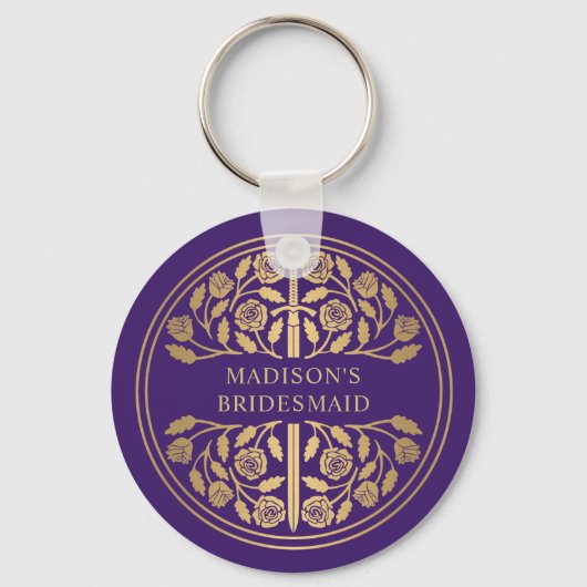 Gold Purple Sword Bridesmaid Royal Wedding Gift キーホルダー (正面)