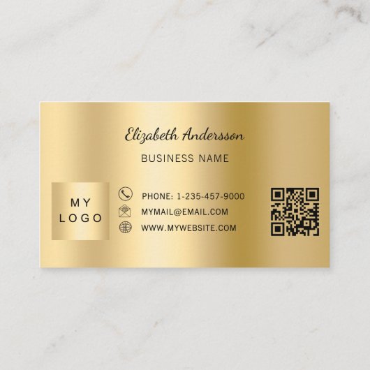 Gold qr code business logo ロイヤリティカード (裏面)
