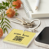 Gold QR Code Business Logo Promo Keychains キーホルダー (正面右)