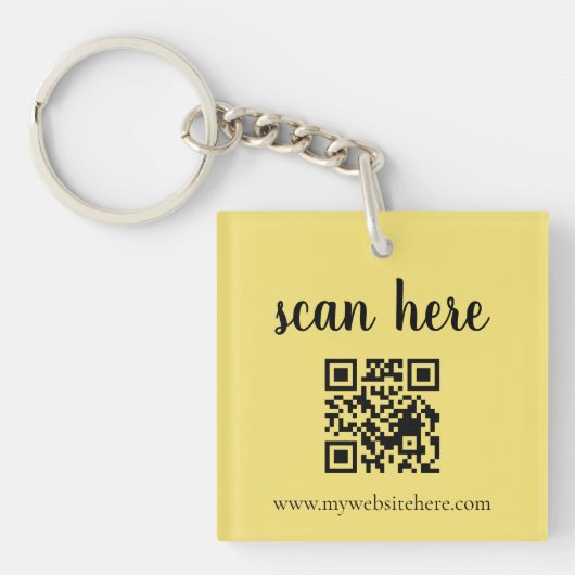 Gold QR Code Business Logo Promo Keychains キーホルダー (正面)