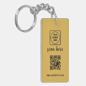 Gold QR Code Business Logo Promo Keychains キーホルダー (正面左)