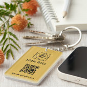 Gold QR Code Business Logo Promo Keychains キーホルダー (正面右)