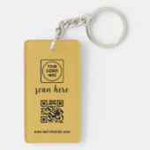 Gold QR Code Business Logo Promo Keychains キーホルダー (裏面)