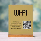 Gold QR Code Wifi Network Name & Password  アクリルサイン (ニュートラル)