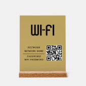Gold QR Code Wifi Network Name & Password  アクリルサイン (正面)