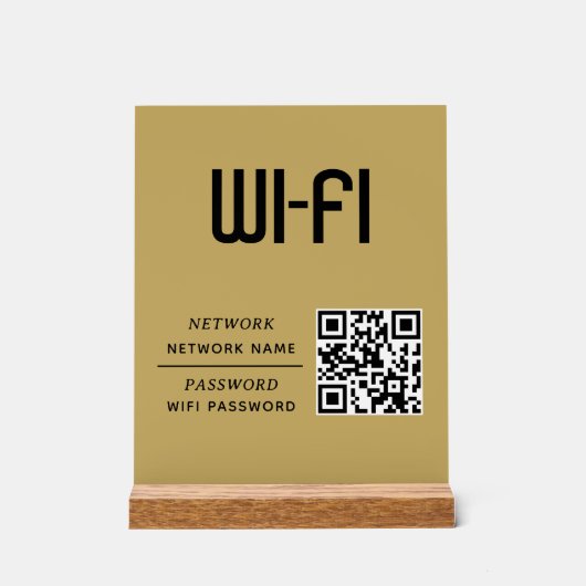 Gold QR Code Wifi Network Name & Password  アクリルサイン (正面)