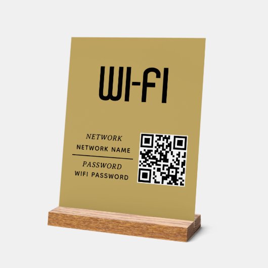 Gold QR Code Wifi Network Name & Password  アクリルサイン (傾斜)