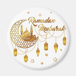 Gold Ramadan Mubarak Mosque & Lanterns Decorative マグネット