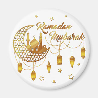 Gold Ramadan Mubarak Mosque & Lanterns Decorative マグネット