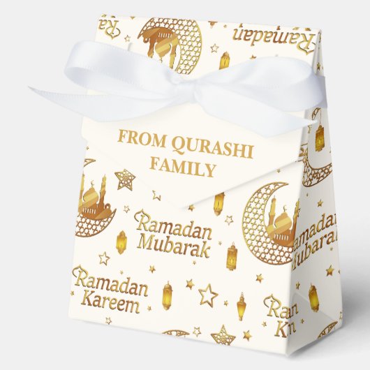 Gold Ramadan Mubarak Pattern with Custom Name フェイバーボックス (正面)