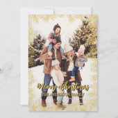 Gold Red Botanical Modern Family Photo Christmas シーズンカード (正面)