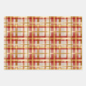 Gold Red Christmas Plaid ラッピングペーパーシート (正面)