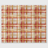 Gold Red Christmas Plaid  ラッピングペーパー (フラット)
