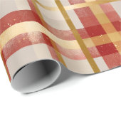 Gold Red Christmas Plaid  ラッピングペーパー (ロールコーナー)