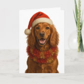 Gold / red Cocker Spaniel Happy Christmas card カード (正面)