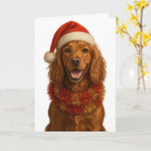 Gold / red Cocker Spaniel Happy Christmas card カード (黄色い花)