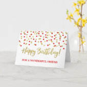 Gold Red Confetti Friend Birthday Card カード (黄色い花)