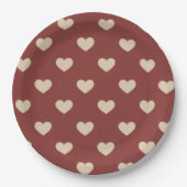 Gold Red Cream Glitter Hearts Bridal Shower ペーパープレート (正面)
