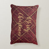 Gold Red Cross Pattern, Gold Merry Christmas アクセントクッション (裏面(縦))