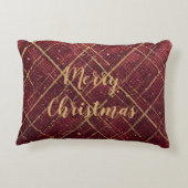 Gold Red Cross Pattern, Gold Merry Christmas アクセントクッション (裏面)