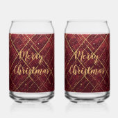 Gold Red Cross Pattern, Gold Merry Christmas , ガラス缶 (正面)