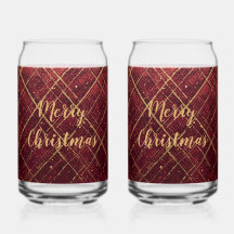 Gold Red Cross Pattern, Gold Merry Christmas ,