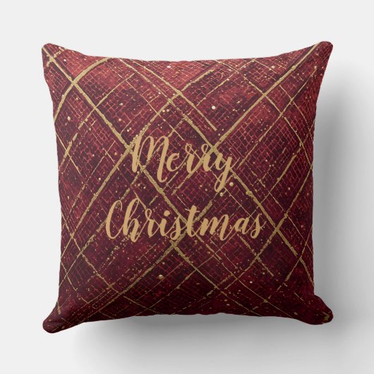 Gold Red Cross Pattern, Gold Merry Christmas クッション (裏面)