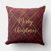 Gold Red Cross Pattern, Gold Merry Christmas クッション (正面)