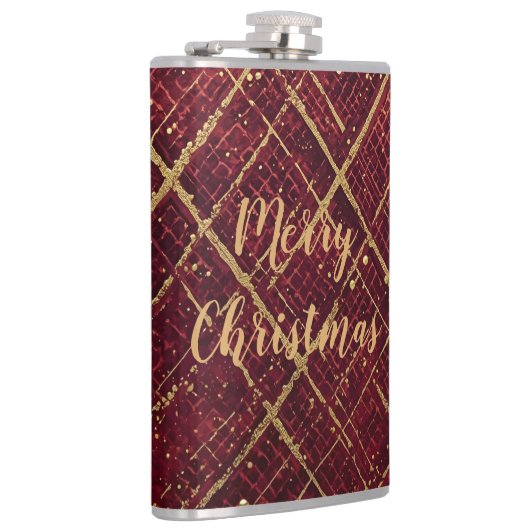 Gold Red Cross Pattern, Gold Merry Christmas フラスク (右)