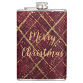 Gold Red Cross Pattern, Gold Merry Christmas フラスク (正面)