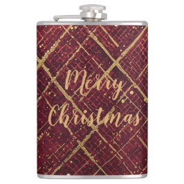 Gold Red Cross Pattern, Gold Merry Christmas フラスク