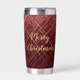 Gold Red Cross Pattern, Gold Merry Christmas , 保温保冷タンブラー