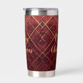 Gold Red Cross Pattern, Gold Merry Christmas , 保温保冷タンブラー (右面)