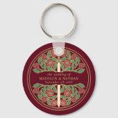 Gold Red Floral Bridesmaid Royal Wedding Gift キーホルダー (裏面)