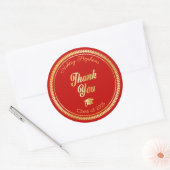 Gold | Red Grad Cap Class of 2026 Thank You ラウンドシール (封筒)