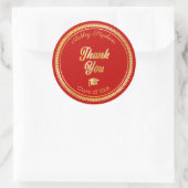 Gold | Red Grad Cap Class of 2026 Thank You ラウンドシール (バッグ)