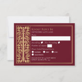 Gold Red Medieval Sword Wedding RSVP (正面)